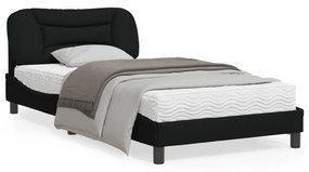 3207753 vidaXL Cadru de pat cu tăblie, negru, 100x200 cm, textil