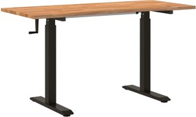 vidaXL Birou Negru și Maro Deschis 140 x 60 cm Lemn de stejar masiv