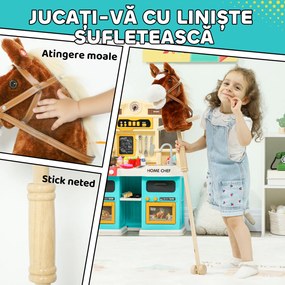 AIYAPLAY Cal de jucărie cu baston și sunete realiste pentru copii 24+ luni, Maro | Aosom Romania