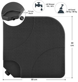 Suport stabilitate umbrelã "Quad" din 4 piese setat pânã la 80 kg, negru