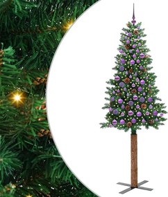 vidaXL Brad de Crăciun subțire Verde 210 cm PVC și lemn de PIN masiv