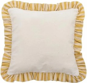 Pernă decorativă din bumbac cu volane și imprimeu floral brodat manual, 35x35 cm „Camila”