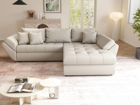 Colțar extensibil dumonde cu ladă de depozitare si sezut confortabil din spuma high-density, Loana Enjoy Bej II 270x185 cm