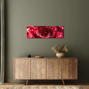 Tablou cu floarea trandafirului roșu (cu ceas) (90x30 cm)
