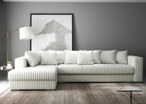 Colțar extensibil dumonde cu ladă de depozitare si sezut confortabil din spuma high-density, Gloria  Ambience Ivory 320x183 cm