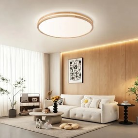 Brilagi - Lampă LED dimabilă MOLINA LED/100W/230V 3000-6000K stejar diam. 80 cm + telecomandă
