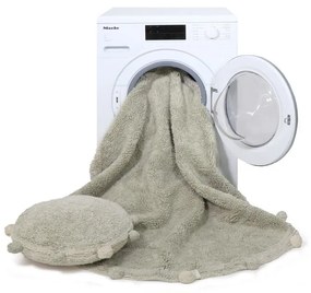 Covor pentru copii verde deschis lavabil/țesut manual din bumbac ø120 cm Bubbly Olive – Lorena Canals