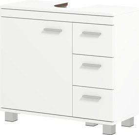 HOMCOM Dulap sub lavoar, 2 rafturi, 3 sertare, structură MDF, Alb | Aosom Romania