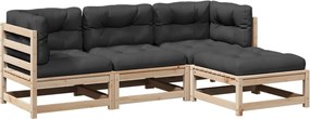 vidaXL Set canapele de grădină cu perne, 4 piese, lemn masiv de pin