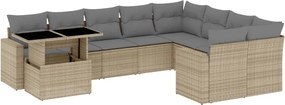 vidaXL Set canapele de grădină cu perne, 10 piese, bej, poliratan