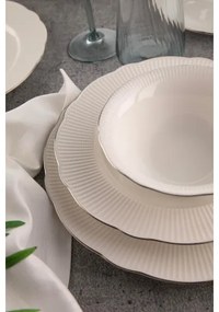 Set de veselă 26 piese, porțelan bone china, alb/argintiu/ivoriu