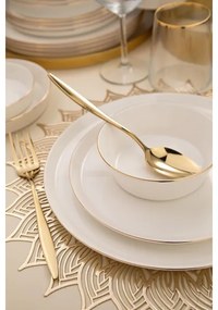 Set de masă, 26 piese, porțelan, alb/auriu