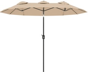 Outsunny Umbrelă de Grădină Dublă Înclinabilă la 45° cu Manivelă şi 3 Orificii de Ventilaţie, 295x152x222 cm, Cafeniu | Aosom Romania