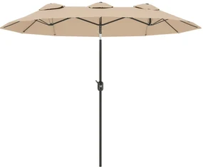 Outsunny Umbrelă de Grădină Dublă Înclinabilă la 45° cu Manivelă şi 3 Orificii de Ventilaţie, 295x152x222 cm, Cafeniu | Aosom Romania