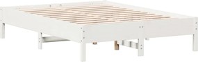 vidaXL Cadru de pat fără saltea, alb, 140x190 cm, lemn masiv de pin