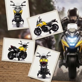 AIYAPLAY Motocicletă Electrică Copii, Licențiată Honda, Faruri Roți Antrenament, Galbenă | Aosom Romania