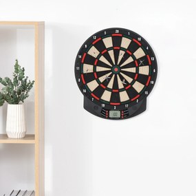 HOMCOM Țintă Electronică Darts, 6 Săgeți, Panou Scor Digital, 44x39.5x2.2cm, Negru, pentru Divertisment Acasă | Aosom Romania