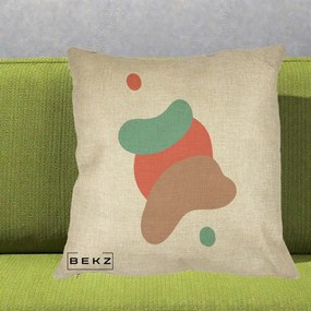 Perna Decorativa Abstract Forme Fluide Coral, 40x40 cm, Crem, Husa Detasabila, Perna Inclusa, BEKZ®