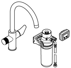 GROHE 30593000 - Baterie pentru chiuvetă BLUE PURE cu pipa în formă de C, crom lucios