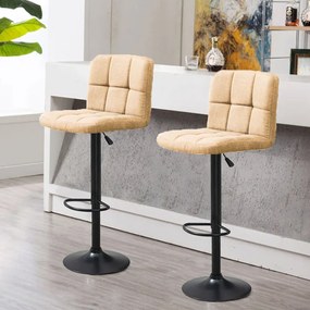 Scaune de bar tapitate 2 buc, bej