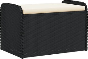 vidaXL Bancă de depozitare cu pernă, negru, 80x51x52 cm, poliratan