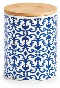 Recipient pentru depozitare cu capac, din ceramica, Morocco Small Albastru / Alb, 600 ml, Ø9,5xH12,2 cm