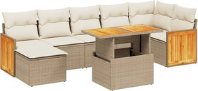 vidaXL Set canapele de grădină, 8 piese, cu perne, bej, poliratan