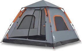vidaXL Cort camping cupolă 5 persoane, gri/portocaliu, setare rapidă