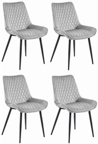 Set 4 Scaune Bucatarie/Dining Rokko Gri Deschis Catifea