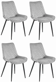 Set 4 Scaune Bucatarie/Dining Rokko Gri Deschis Catifea
