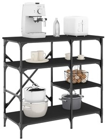 vidaXL Raft pentru brutărie negru 90x40x84 cm lemn și metal prelucrat