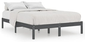 809999 vidaXL Cadru de pat, gri, 140x190 cm, lemn masiv de pin