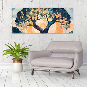 Tablou – Mozaic – soare și arbore II. (120x50 cm)