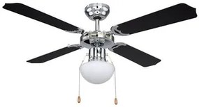 Candelabru Champion 0309CSW, cu ventilator, 1xE27, crom+negru, IP20, Globo