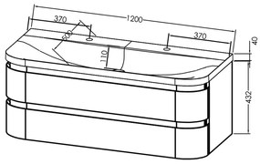 Set mobilier suspendat si lavoar, Kolpasan, Vittoria, 120 cm, alb mat