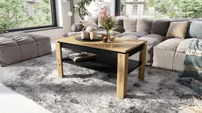 Mazzoni ASTI-R Stejar Artisan/Negru – MASĂ/MĂSUȚĂ CAFEA MODERNĂ CU BLAT EXTENSIBIL