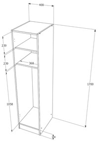 Dulap haaus Pedro, O Usa, Stejar Bronz/Lemn Natural, 40 x 51 x 170 cm