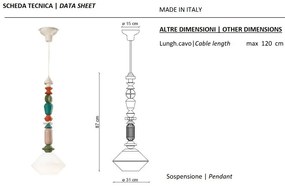 Pendul ceramic design italian realizat manual LARIAT H-87cm