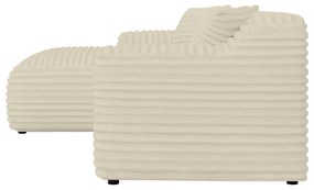 Colțar bej cu tapițerie din catifea reiată (cu colț pe partea stângă, cu șezlong) Martin – Ropez