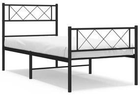 372290 vidaXL Cadru pat metalic cu tăblii de cap/picioare, negru, 100x200 cm