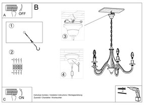 Lustră Sollux Floriano 7, negru