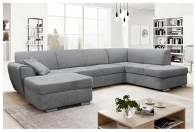 Colțar extensibil în formă de U SERPA, cu spațiu de depozitare, pe partea dreaptă, gri