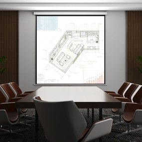 HOMCOM Ecran de Proiecție 120 Inch Format 1:1, Ecran Rulabil cu Unghi de 160° și Montare pe Tavan sau Perete, 223x8x223 cm, Alb | Aosom Romania