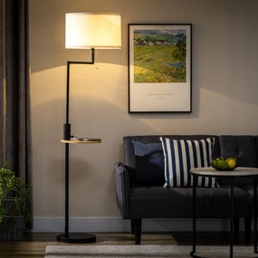 HOMCOM Lampă de podea cu etajeră, Lampă de podea, Fermoar, E 27, 40 W, Bambus, Natural + Negru | Aosom Romania