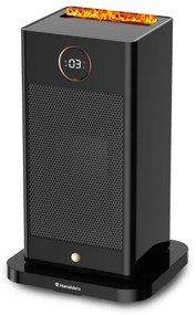 Incalzitor cu umidificator HomeVero HV-SFH1500, 1500 W, Umidificare, 3D flacara, Telecomanda, Timer, Oscilatie, 15-45°C, Negru