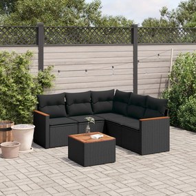 3258366 vidaXL Set mobilier de grădină cu perne, 6 piese, negru, poliratan