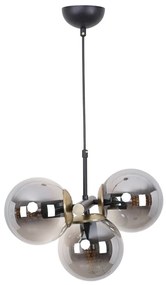 Lustră negru-gri cu abajur din sticlă ø 15 cm Cascade – Squid Lighting