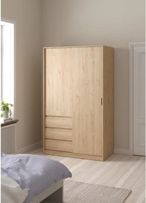 Șifonier în culoare naturală cu aspect de lemn de stejar cu ușă glisantă 119x200x60 cm Naia – Tvilum