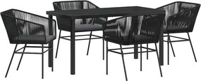 vidaXL Set de masă pentru grădină cu pernă 5 pcs Negru