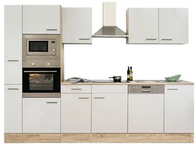 Mobilă de bucătărie Yorki 310, corp din stejar Sonoma, cu față alb satinat